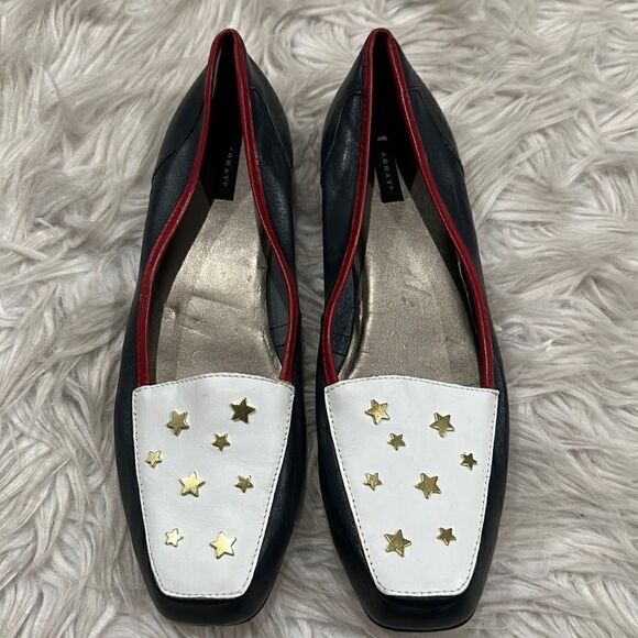 Array Shoes - Array Salute Leather Red White And Blue Star Embellished Slip On Loafer Sz 10N